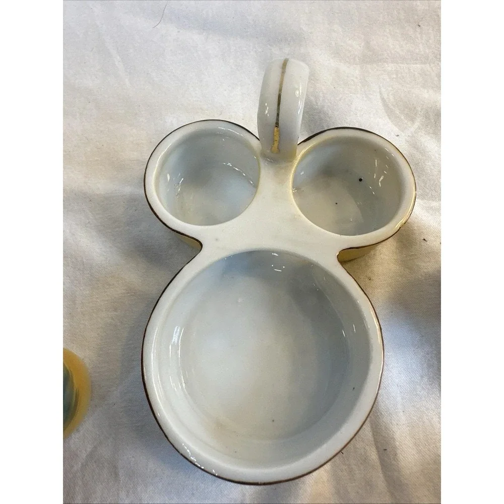 Vintage Japanese Lusterware Condiment Set: Salt Pepper Mustard Pot Spoon Tray
